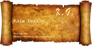 Kaim Iván névjegykártya